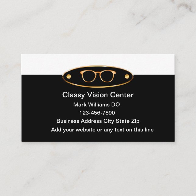 Classy Eye Doctor Vision Center Business Cards (Front)