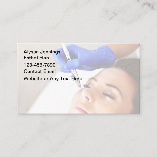 Classy Facial Esthetician Business Cards (Front)