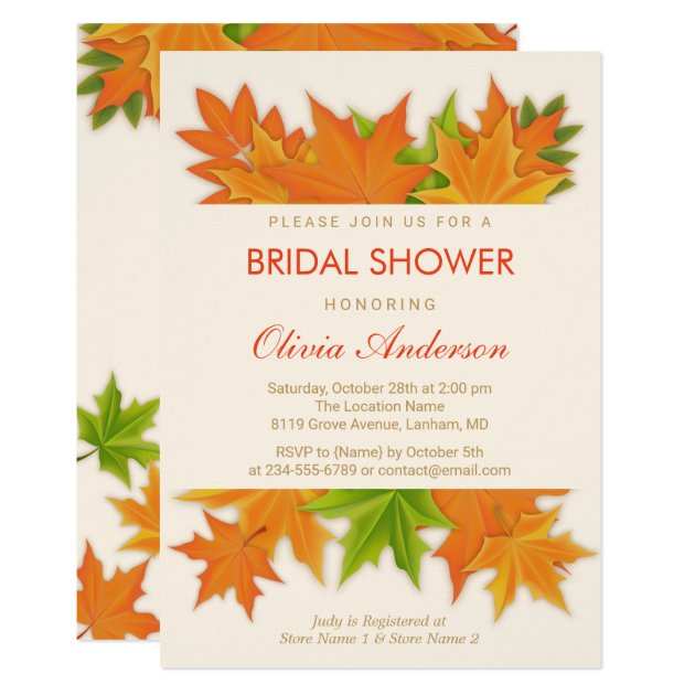 Classy Fall Maple Leaves | Autumn Bridal Shower Invitation