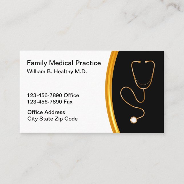 Classy Family Medical Practice Physician Business Card (Front)
