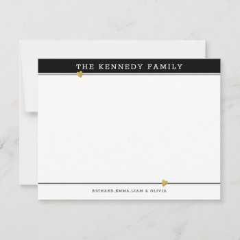Classy Family Name Gold Heart Black And White Note Card by semas87 at Zazzle