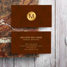 Classy Faux Brown Leather & Gold Initial Logo 