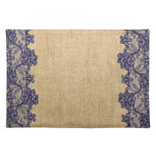 Classy Faux Burlap and Navy Lace Placemat