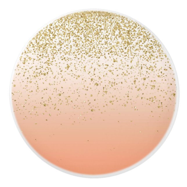 Classy faux gold confetti blush gradient image ceramic knob (Front)