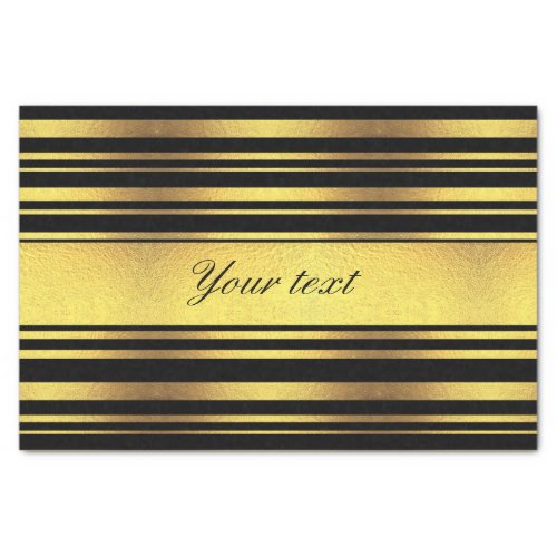 Classy Faux Gold Foil and Black Stripes Tissue Paper