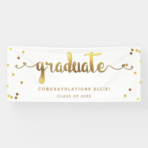 Classy Faux Gold Foil Confetti Graduate Banner