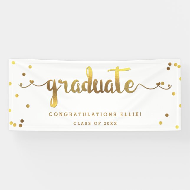 Classy Faux Gold Foil Confetti Graduate Banner (Horizontal)