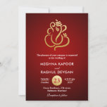 Classy Faux Gold Foil Ganesha/indian Red Wedding Invitation at Zazzle