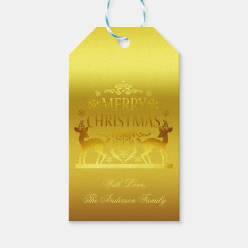 Classy Faux Gold Merry Christmas Gift Tags