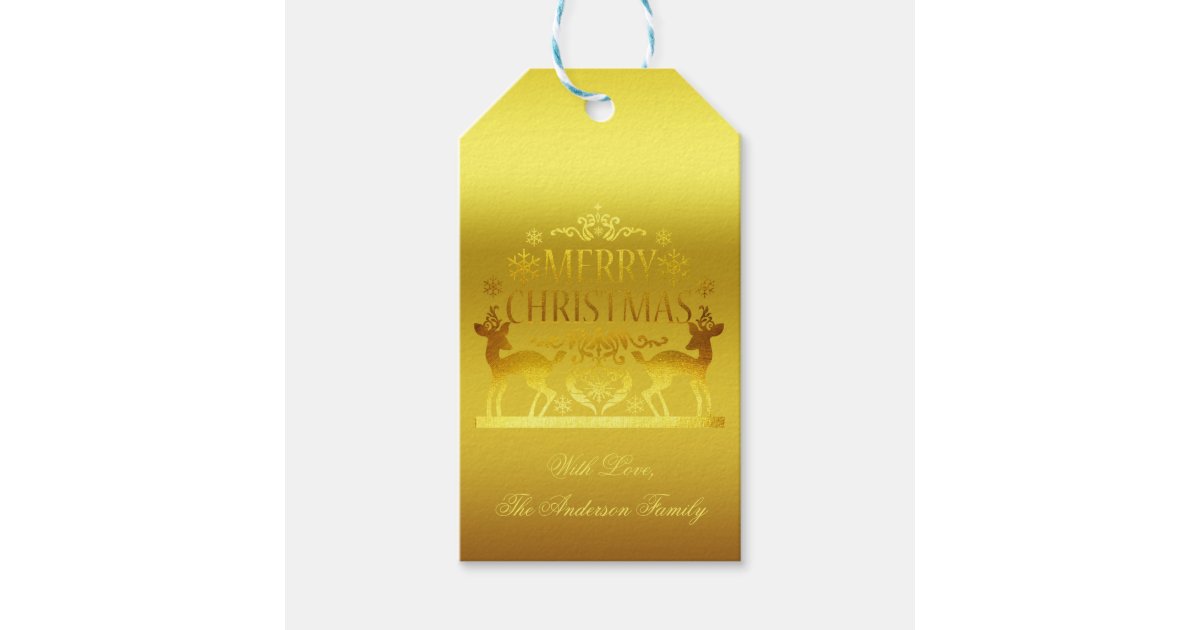 Classy Faux Gold Merry Christmas Gift Tags