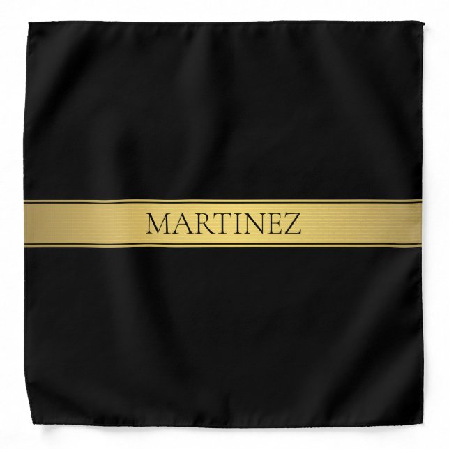 Classy Faux Gold Stripe & Black Background or DIY Bandana (Front)