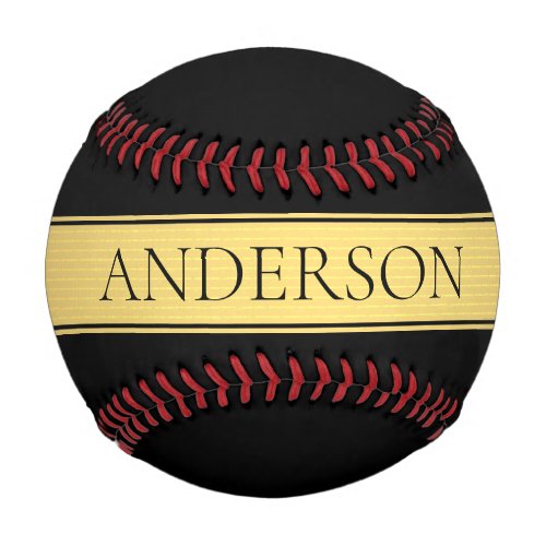 Classy Faux Gold Stripe  Black Background or DIY Baseball