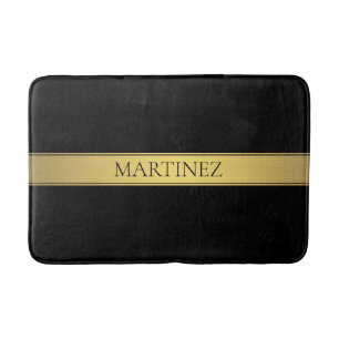 Classy Faux Gold Stripe & Black Background or DIY Bath Mat