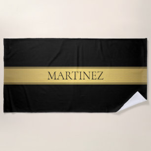 Classy Faux Gold Stripe & Black Background or DIY Beach Towel