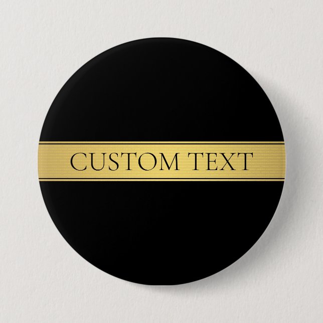 Classy Faux Gold Stripe & Black Background or DIY Button (Front)