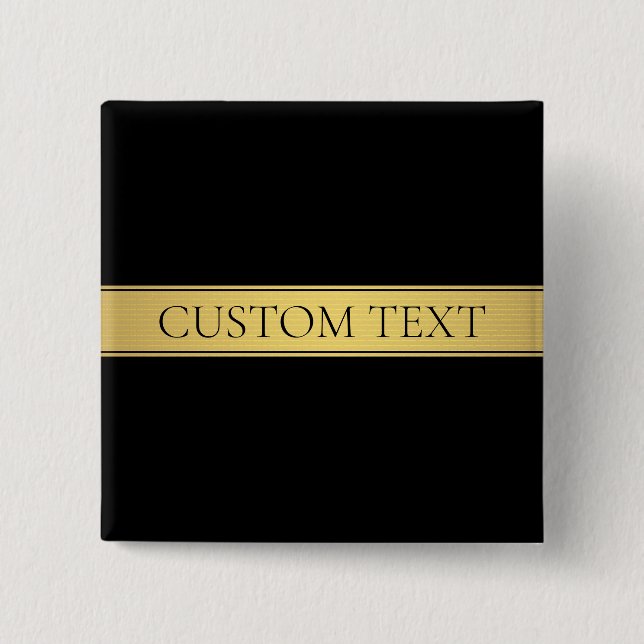 Classy Faux Gold Stripe & Black Background or DIY Button (Front)