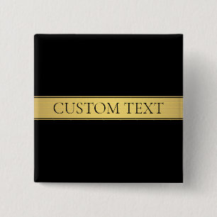 Classy Faux Gold Stripe & Black Background or DIY Button