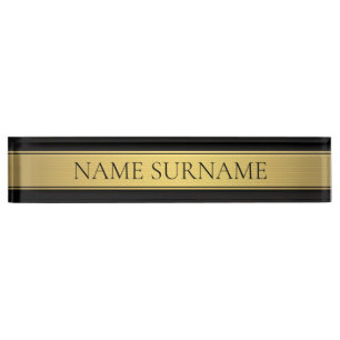 Classy Faux Gold Stripe & Black Background or DIY Desk Name Plate