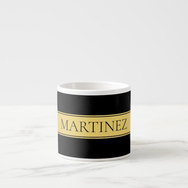 Classy Faux Gold Stripe & Black Background or DIY Espresso Cup (Front)