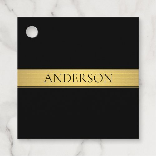 Classy Faux Gold Stripe  Black Background or DIY Favor Tags