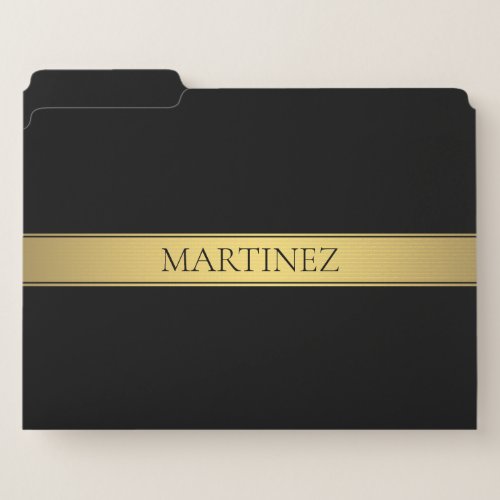 Classy Faux Gold Stripe  Black Background or DIY File Folder