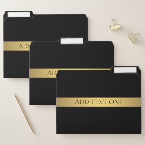 Classy Faux Gold Stripe  Black Background or DIY File Folder