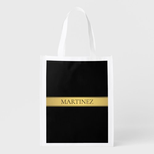 Classy Faux Gold Stripe  Black Background or DIY Grocery Bag