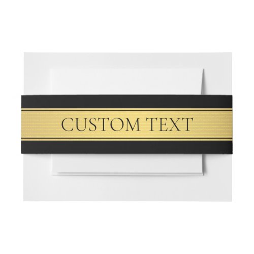 Classy Faux Gold Stripe  Black Background or DIY Invitation Belly Band