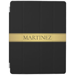 Classy Faux Gold Stripe & Black Background or DIY iPad Smart Cover