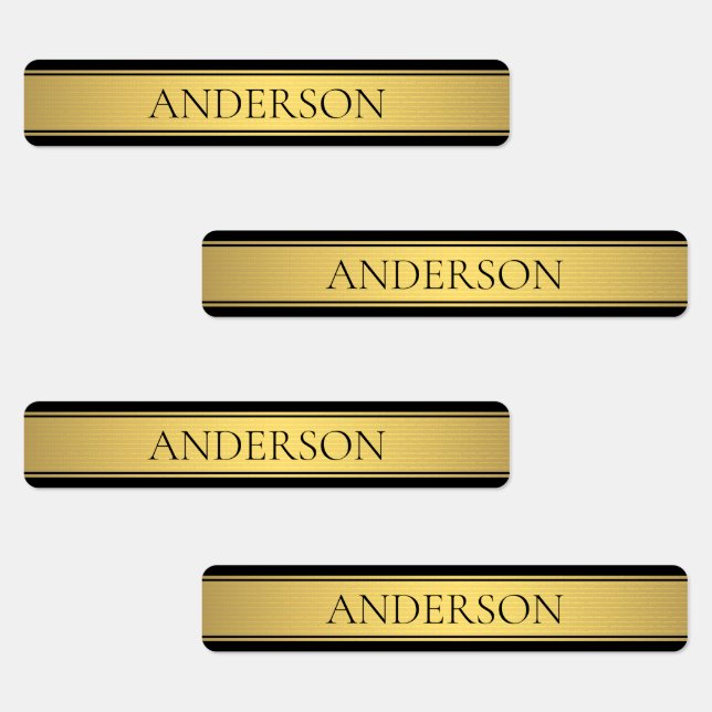 Classy Faux Gold Stripe & Black Background or DIY Labels (Group)