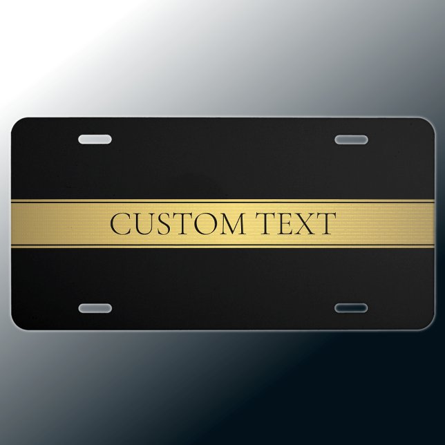 Classy Faux Gold Stripe & Black Background or DIY License Plate (Creator Uploaded)