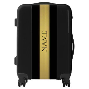 Classy Faux Gold Stripe & Black Background or DIY Luggage