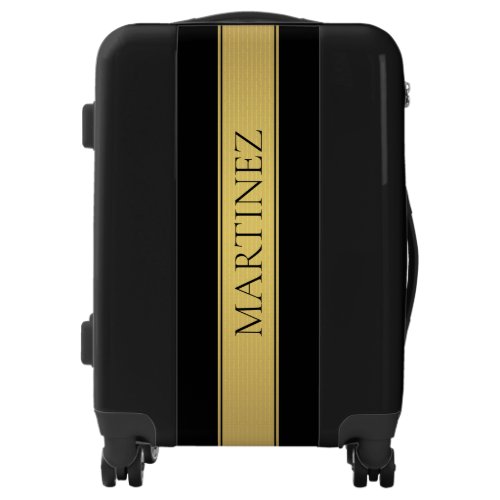 Classy Faux Gold Stripe  Black Background or DIY Luggage