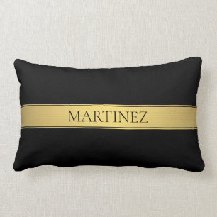 Classy Faux Gold Stripe & Black Background or DIY Lumbar Pillow