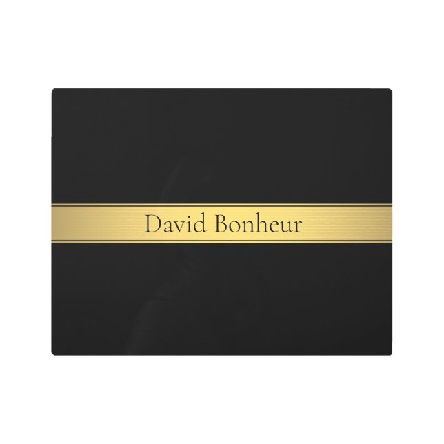 Classy Faux Gold Stripe & Black Background or DIY Metal Print (Front)