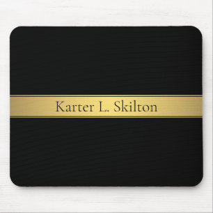 Classy Faux Gold Stripe & Black Background or DIY Mouse Pad