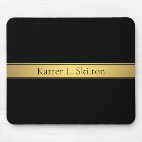 Classy Faux Gold Stripe  Black Background or DIY Mouse Pad