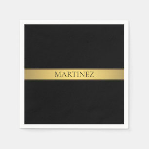 Classy Faux Gold Stripe & Black Background or DIY Napkins