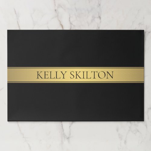 Classy Faux Gold Stripe  Black Background or DIY Paper Pad