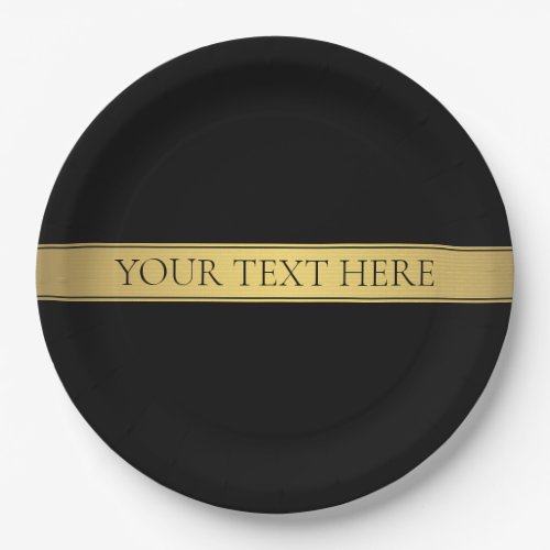 Classy Faux Gold Stripe  Black Background or DIY Paper Plates