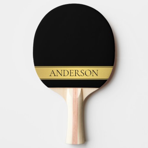Classy Faux Gold Stripe  Black Background or DIY Ping Pong Paddle