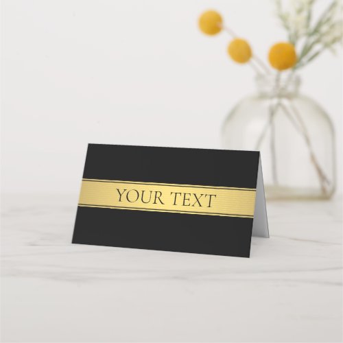 Classy Faux Gold Stripe  Black Background or DIY Place Card