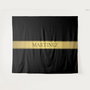 Classy Faux Gold Stripe & Black Background or DIY Tapestry