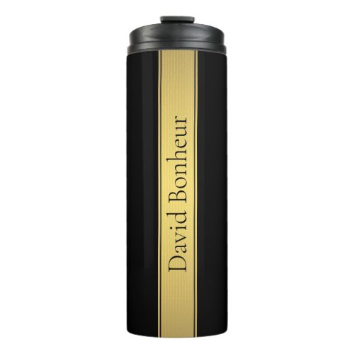 Classy Faux Gold Stripe  Black Background or DIY Thermal Tumbler