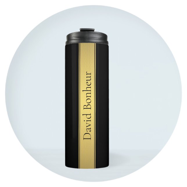 Classy Faux Gold Stripe & Black Background or DIY Thermal Tumbler (Creator Uploaded)