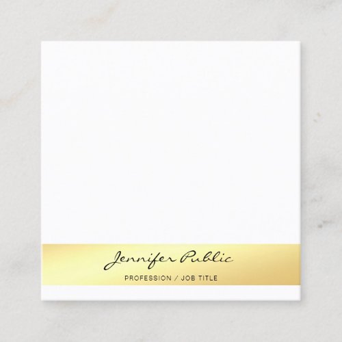 Classy Faux Gold White Modern Professional Elegant Square Business Card