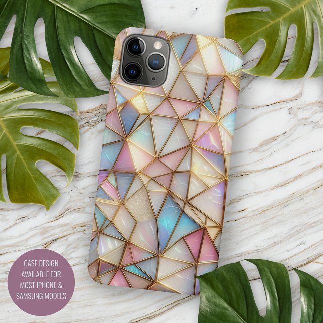 Classy Faux Iridescent Glass Polygon Mosaic Case-Mate iPhone Case (Creator Uploaded)