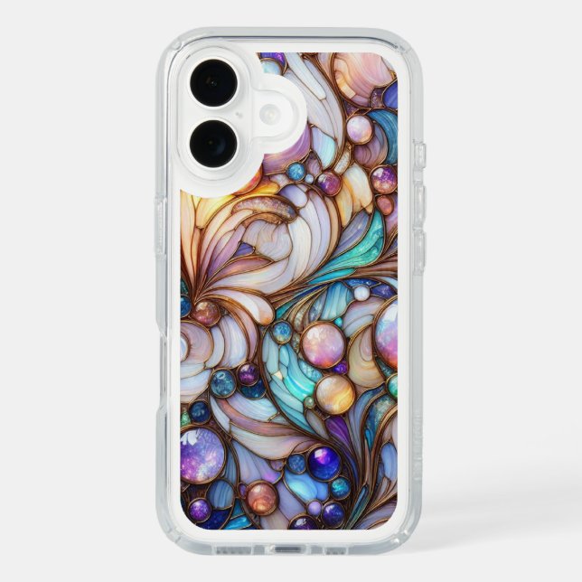 Classy Faux Violet Faux Iridescent Glass Mosaic Speck iPhone Case (Front)