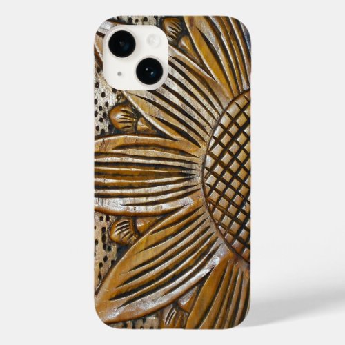Classy Faux Wood Texture Sunflower Photo Case_Mate iPhone 14 Case