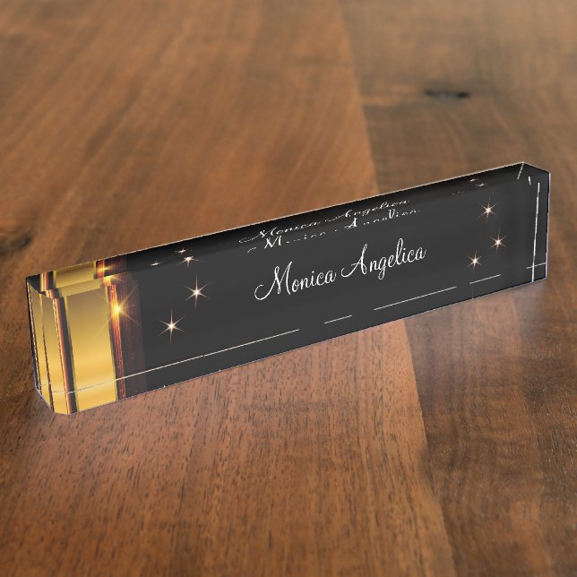 Classy Female Executive Monogram Desk Name Plate (Side)